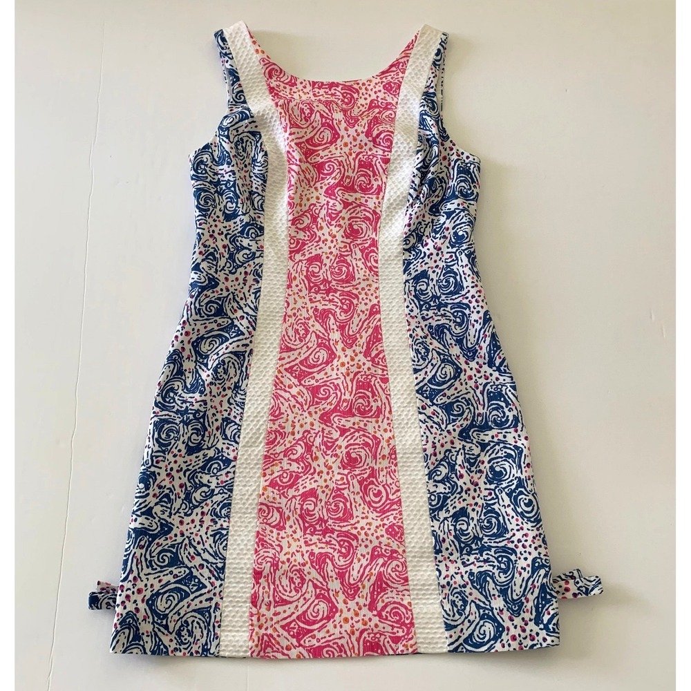 Lilly Pulitzer Delia Dobby Cotton Shift Dress Indigo Star Crush‎ Starfish sz 0